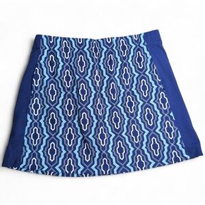 J Mclaughlin Golf Skort Medium Navy Blue Geometric Stretch Tennis Skirt Pockets